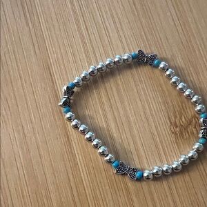 Butterfly Charm Silver and Blue Bracelet